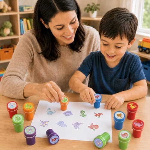 Cinrobiye 24 Pcs Dinosaur Stampers Party Favor Set, Cute Dino Stamps for Kids Birthday Party, Classroom Rewards, Carnival Prizes, Goody Bag Fillers, Dinosaur Themed Party Supplies - Image 5