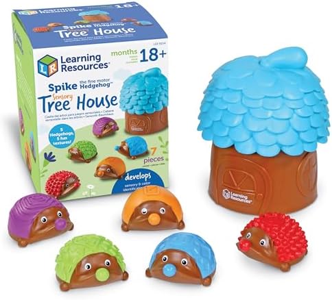 Learning Resources Spike the Fine Motor Hedgehog Sensory Tree House - 7 Pieces, Ages 18+ months Fine Motor and Sensory Toy, Toddler Educational Toys, Montessori Toys by LearningResources