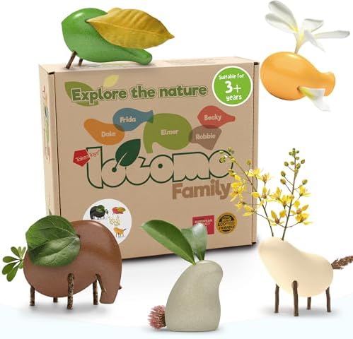 Nature Wooden Toys Locomo Family II Animal Figures Waldorf Open-Ended Educational Outdoor Play for Childs Learning & Creativity, Sensory for Kids 3 4 5 6 7+ Year Old, Montessori Toy Gifts (Set of 5) by TaksaToys