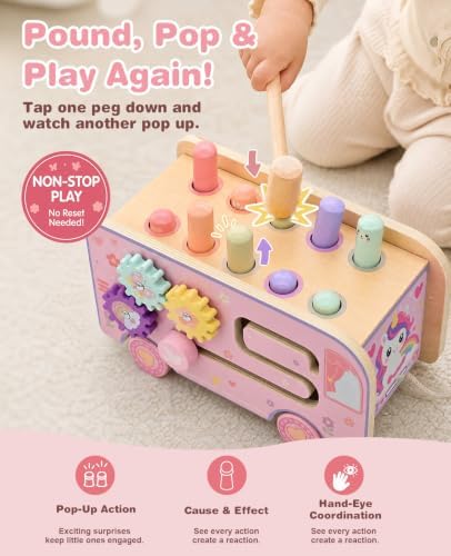 Wooden Montessori Toys for 1 Year Old, 1st Birthday Gift for Girls 1-3 - Image 3