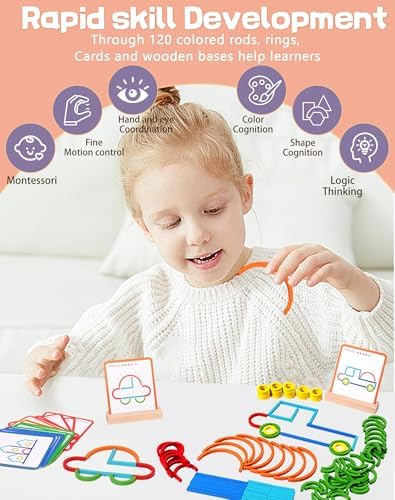 Smart Sticks, Wooden Sticks and Rings Puzzle Game, Boost Creativity, Imagination and Focus, Stay Away from Screens (1pcs) - Image 4