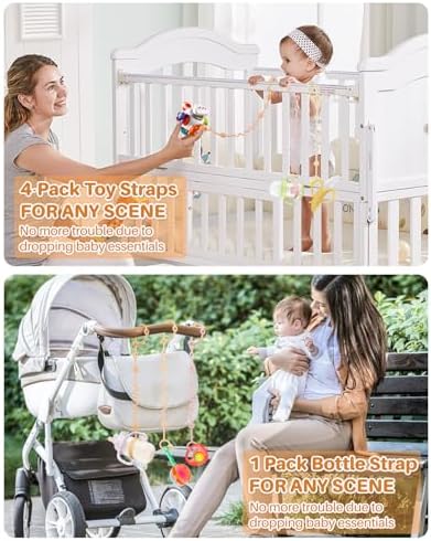 LittleHugs Toy Straps for Baby, 5pcs Adjustable Toy Holder for Stroller Accessories, Silicone Tether Pacifier Clip, No Throw Travel Essential Leash for High Chair, Car Seat (5 Pack Macaron) - Image 7