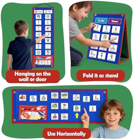 Torlam Visual Schedule for Kids Chore Chart, Morning Bedtime Routine Chart for Toddlers, Responsibility Daily Schedule Board Communication Cards Autism Learning Materials for Home School, 86 Cards - Image 5