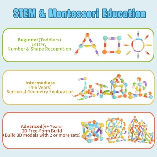 58PCS Extendable Magnetic Building Sticks STEM Montessori Toy Set Ages 3-7 - Image 4
