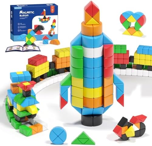 Hiwawind 84pcs Magnetic Blocks,Toys for 3 Year Old Boys & Girls, Sensory Toys for Kids with Autism, STEM Preschool Montessori Toys for Toddlers 3-5, Christmas Toys Birthday Gifts for Grandkids by Hiwawind