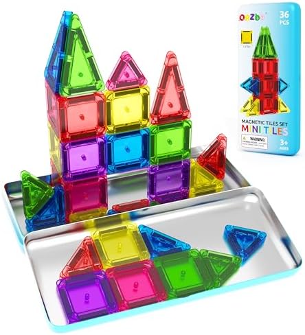 Magnetic Tiles Mini Travel Toddler Set, Magnetic Blocks Building Kids Toys & Games, Montessori Preschool Classroom Must Haves Educational Learning Sensory Toys for 3+ Year Old Boys Girls Birthday Gift by Unknown