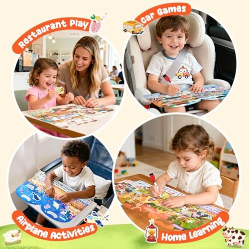 JoyCat Reusable Sticker Book Set, 4-Pack, 120+ Stickers, Kids Travel Toys - Image 6