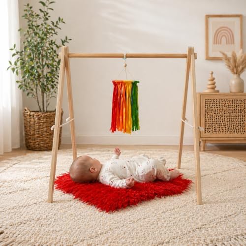 Wooden Montessori Baby Play Gym Frame, Foldable Beech Wood Baby Activity Gym Stand, Natural Nursery Gym, Portable Baby Gym Frame - Image 2