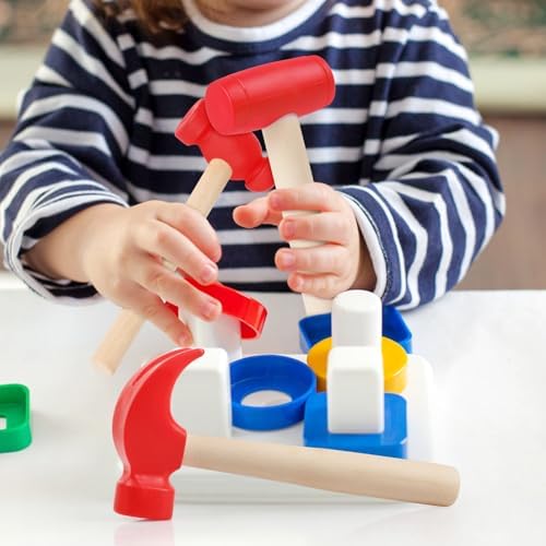 3pcs Wooden Mallet Toy Hammer Simulation Wooden Hammers Small Plastic Toddler Fake Hammer Portable Maintenance Kids Tools Toys Pretend for Boys Girls - Image 2