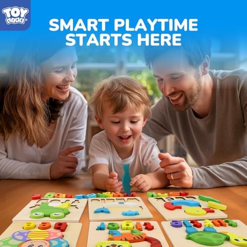 TOY Life Toddler Puzzles Ages 2-4, 6 Animals with Spelling Wooden Puzzles for Toddlers 3-5, Montessori Toys Gifts for 1 2 3 Years Old Boys Girls, Birthday Gifts Educational Learning Toys for Kids - Image 2