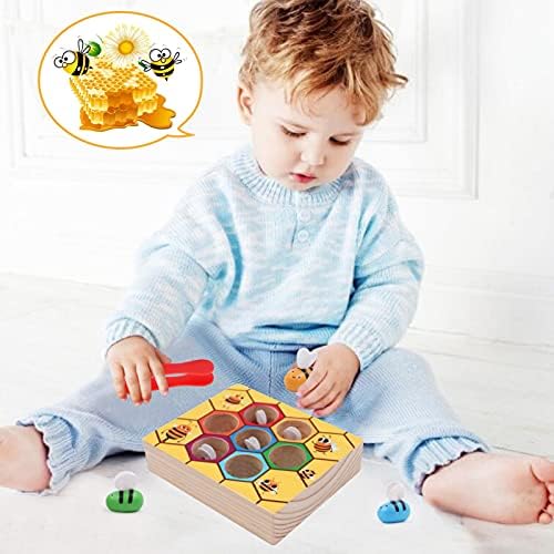 WOOD CITY Toddler Fine Motor Skills Toys, Bee to Hive Matching Game, Wooden Color Sorting Toy for Toddler 2 3 Years Old, Montessori Preschool Learning Toys Gift for Children - Image 5