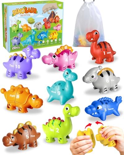 Dinosaur Number Learning Toys for Toddlers Kids 3-5, 10 Unique Dinos by Jetbotell