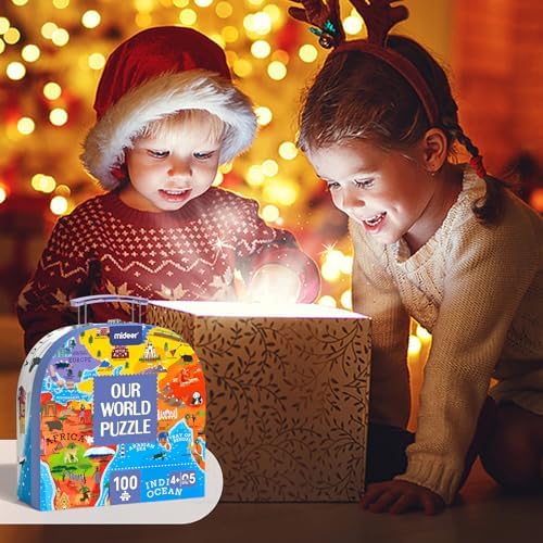 MiDeer World Map Floor Puzzle for Kids Ages 4-8 100 Piece Jigsaw Toy - Image 4