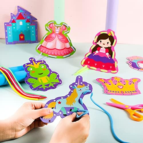 Zonon 8 Pcs Kids Sewing Cards 8 Patterns Lacing Cards - Image 5