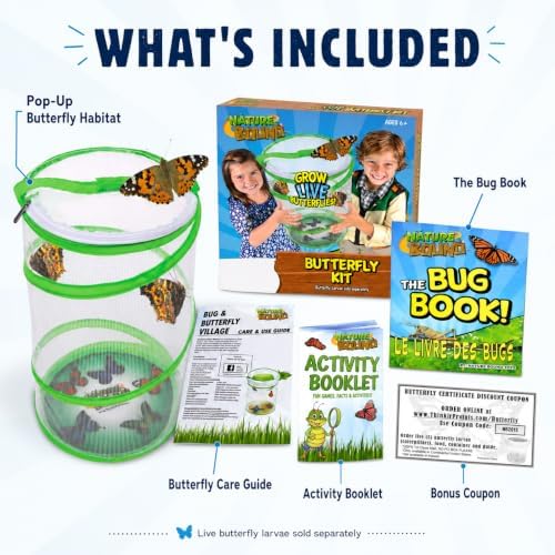 Nature Bound Butterfly Growing Kit - Live Caterpillar to Butterfly Project for Kids - Includes Voucher for Caterpillars, Green Pop-Up Enclosure, and STEM Learning Guide - Image 4