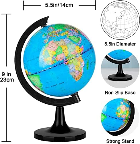 Wizdar 5.5" World Globe for Kids Learning - Image 2