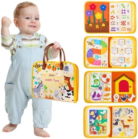 Jollybaby Soft Busy Books Sorting Toy for 18 M+ Baby Yellow - Happy Farm by Jollybaby