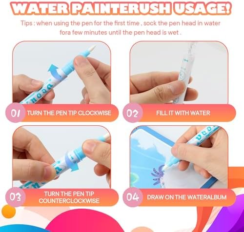 5 Pack Reusable Water Coloring Book for Toddlers, Water Doodle Book Toys, Paint with Water Books,Mess-Free Coloring Book, Portable Educational Doodle Drawing Toy,Educational Learning Kits Gifts - Image 2