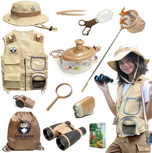 Kids Explorer Kit with Safari Vest & Hat for 3-7 Year Old Boys & Girls by PathfinderPandas