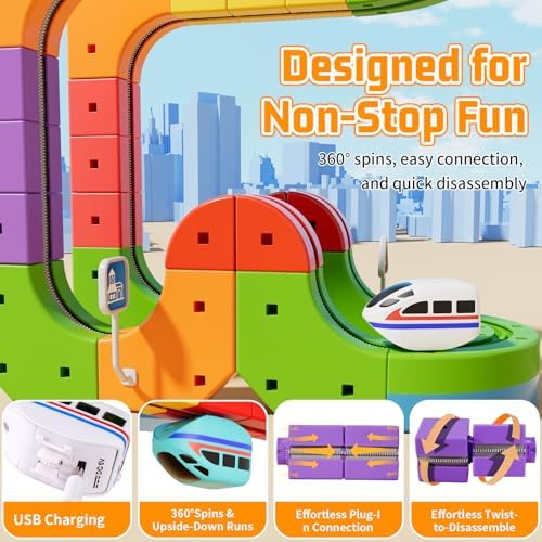 48 pcs KlickRail Electric Train Set Race Track for 3 4 5 6 7 8 Years Old - Image 3