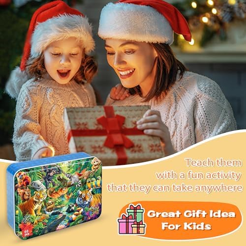 LELEMON Puzzles for Kids Ages 4-6, 60 Piece Puzzles for Kids in Metal Box - Image 6