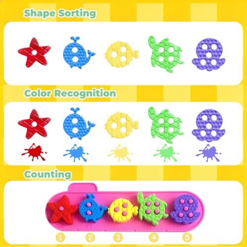 Montessori Toys for 1+ Year Old, Silicone Baby Stacking Shape Color Sorting Toys for Toddlers 1-3, Preschool Learning Activities Toddler Games, 1 2 3 Year Old Girls Boys Birthday Gifts - Image 4