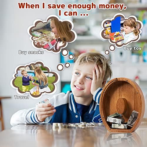 Personalized Large Wooden Kids Letter Piggy Bank - (Laser Engraved) Custom Piggy Bank for Boys Girls - Wooden Banks with Initials - Alphabet Money Box Bank Birthday Letter O Bank - Image 5