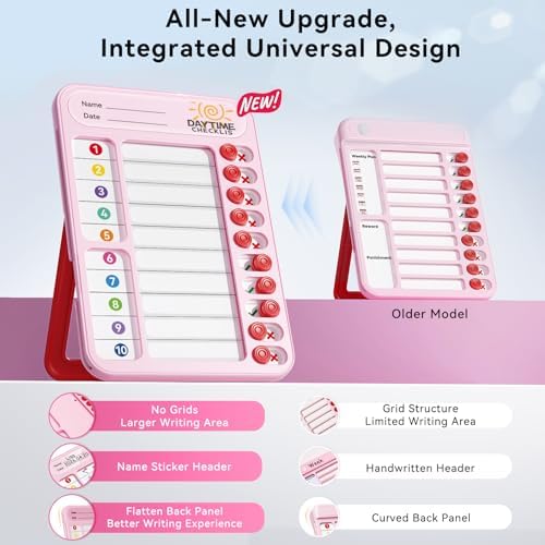 Chore Chart for Kids ADHD Tools to Do List Checklist Magnetic Planning Board with Sliders, Visual Schedule Board with Dry Erase Sheets, Sticker, Marker, Routine Chart for Kids - Pink - Image 6