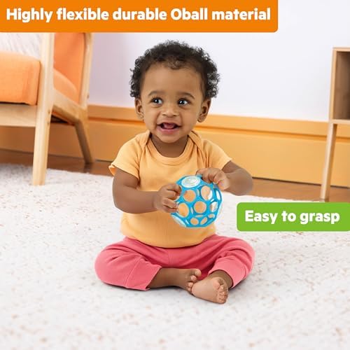 Bright Starts Oball Easy-Grasp Rattle BPA-Free Infant Toy in Blue, Age Newborn and up, 4 Inches - Image 3