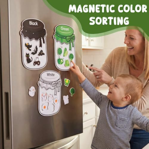 12Pcs Wooden Magnetic Color Sorting 72 Fridge Magnets for Kids - Image 4