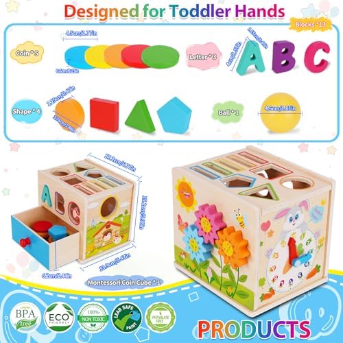 FCSONU Montessori Shape Sorters & Fine Motor Skills Toys for Toddlers 1-3 - Image 5
