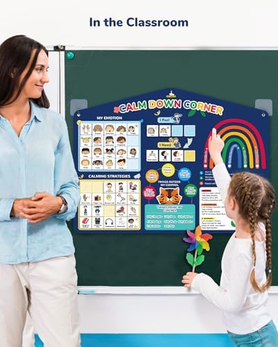 CHEFAN Calm Down Corner Set, Feelings Chart for Kids,Social Emotional Learning Activities,Calm Corner Classroom Supplies for Therapy Office Decor, Mental Health Wall Decorations for Preschool Teachers - Image 4