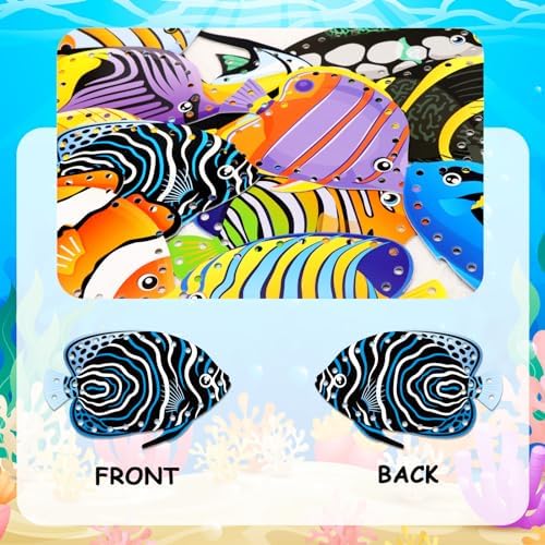 Omlisca Tropical Fish Lacing Cards for Kids 12 Pack Ocean Fish Sea Animals Double Sided Cards Sewing Games Ocean Theme Party Decorations for Home Developing Imagination Education Supplies - Image 4