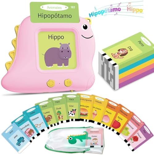 Alotwan Spanish Talking Flash Cards, Bilingual Español & English (Pink) by AlotwanKidsToys