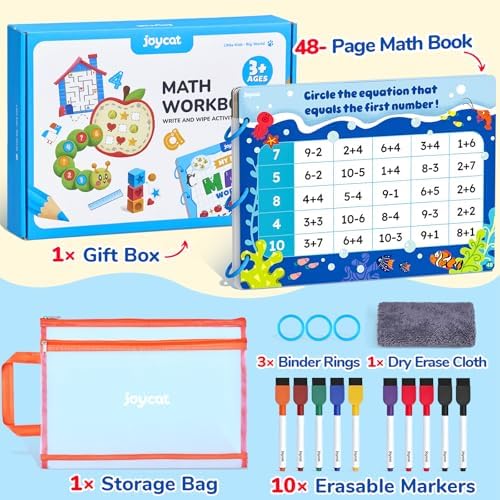 JoyCat Math Busy Book for Toddlers Reusable Preschool Workbook for Ages 3–8 - Image 2