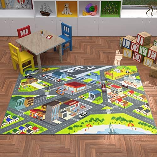 KC Cubs: Educational Rug: City Streets Road Map - 3x5' Playmat - Interactive Toy Car Route, Activity Area Carpet, Bedroom-Classroom, Baby-Toddler-Kids - Image 4