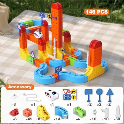 146PCS Electric Train Set for Kids, 3D Flexible Race Track STEM Toy - Image 2