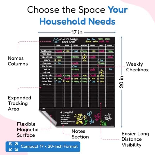 Magnetic Dry Erase Chore Chart for Adults & Kids, 17" x 12" - Black - Image 3