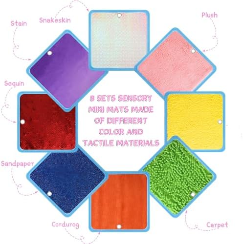Boao 8 Set Mini Sensory Mats for Autism Kids Sensory Floor Tiles, Square - Image 2