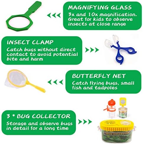 24 Pcs Kids Explorer Kit & Bug Catcher Kit for Kids, Outdoor Toys Adventure Camping Kit with Drawstring Bag, Binoculars, Compass, Butterfly Net, Educational Nature Exploration Toys Gift for Boys Girls - Image 3