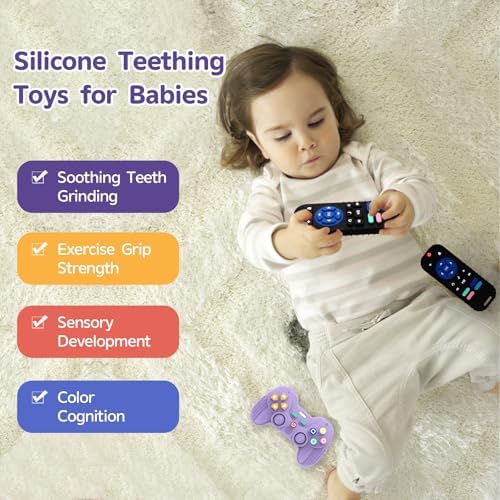 Hooku 2 Pack Remote Teether for Baby, Silicone Teethers for Babies 6-12 Months, Baby Teething Toys for Babies 0-6 Months, Remote Control Toy, Infant Gifts for Boys Girls - Image 4