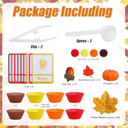 Montessori Toys for Toddlers 3-6 Autumn Fall Sensory Bin Set Items Counting Sorting Toddler Fine Motor Skill Toy Preschool Education Harvest Activities - Image 4