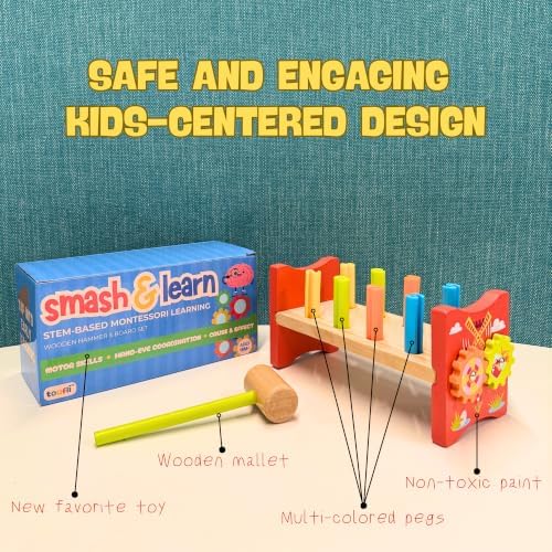 Smash & Learn | Wooden Montessori Hammer Pounding Learning Toy, Gifts for 1+ Year Old - Image 4