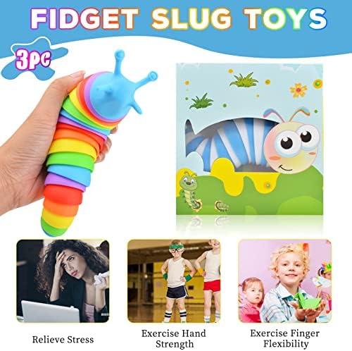 Cevioce Fidget Slug Toy,3Pcs Sensory Slug Fidget Toy for Kids & Adults, Cute 3D Articulated Stim Toy - Easter Gifts for Kids Boys Girls ADHD Autism Easter Basket Stuffers for Kids Toddlers - Image 4