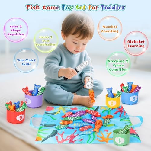 Montessori Baby Fishing Game Toy for Learning Number & Color Sorting - Image 2