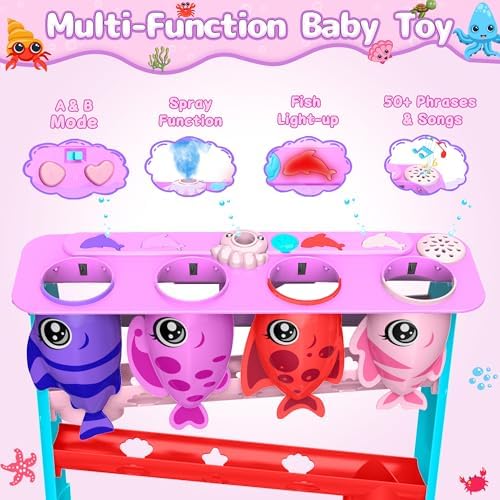 Ball Drop Toy for 1, 2 Years Old Boys & Girls, Interactive Toddler toy with Lights, Music & Water Spray, Montessori STEM Learning Toys for 9-18 Months, Infant Early Development Gift(Pink) - Image 2