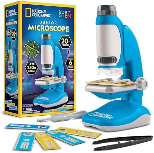 National Geographic Junior Microscope Science Kit with 250x Magnification by BlueMarbleToys