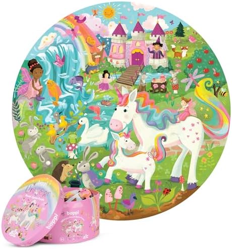 boppi Round 150 Piece Jigsaw for Kids Aged 5-8 | Educational Unicorn Puzzle with Magical Creatures & Fantasy Scenes | Eco-Friendly Recycled Cardboard by IndoorOutdoorKidsToys