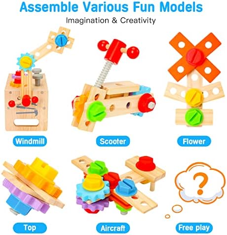 Wooden Tool Set for Kids 3 4 5 Year Old, 29Pcs Educational STEM Toys Toddler Montessori Toys for 3 Year Old Construction Preschool Learning Activities Gifts for Boys Girls Age 3-4 - Image 5