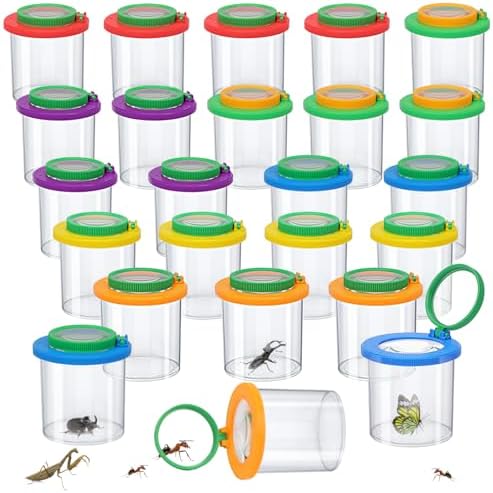 Coopay 24 Pcs Insect Bug Viewer for Kids - Bug Jars, Critter Insect Cage, Bug Container, Bug Catcher, Magnifying Insect Box for Children, Kids Science Nature Exploration Collecting Kit by Coopay